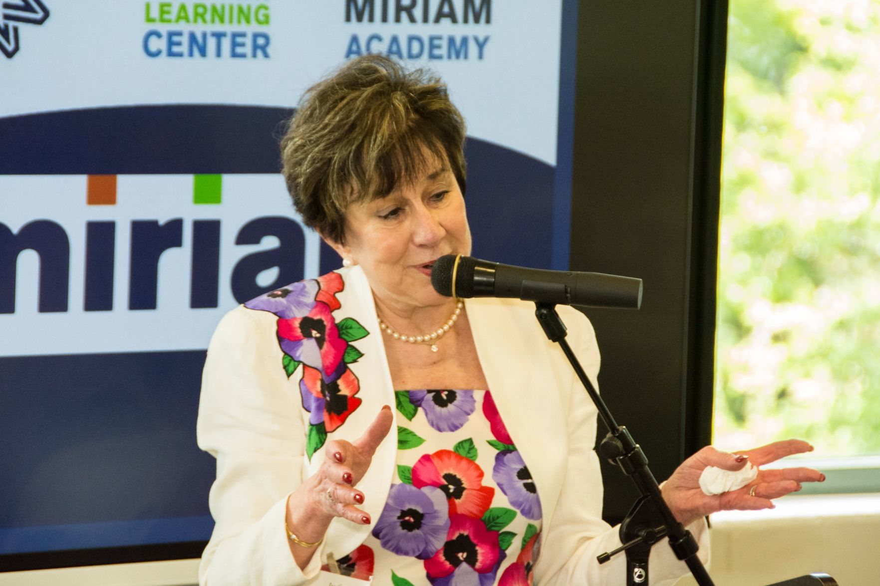 Judy Zafft speaks at the Friends of Miriam Luncheon